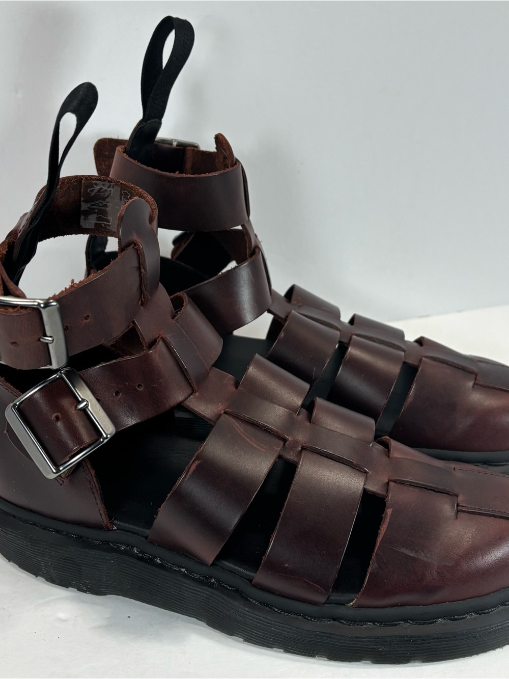 Dr Martens Geraldo Tall Brown Leather Strappy Platform Fisherman Sandals Men 8 - Picture 4 of 10